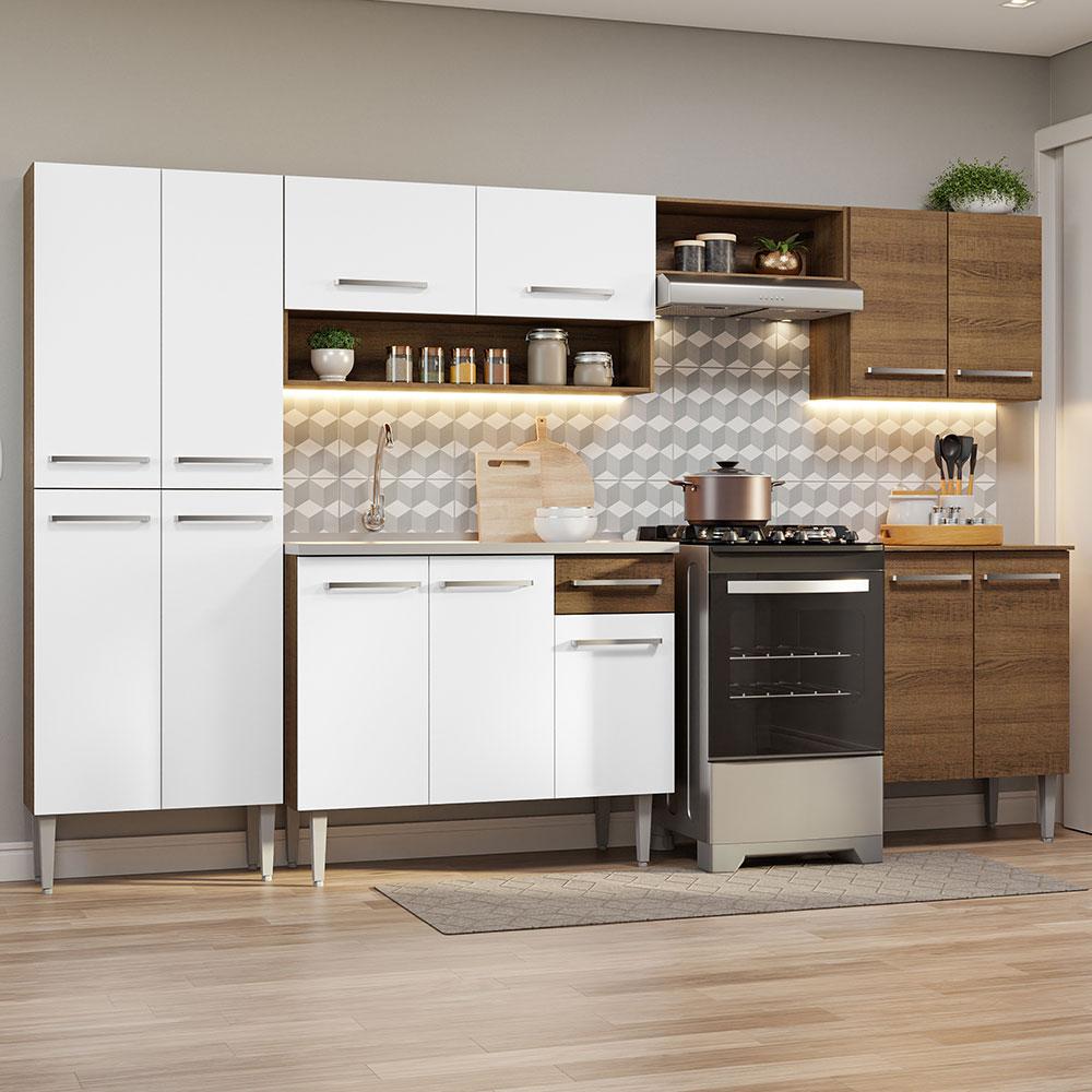 Foto 2 | Cocina Integral 293cm Con Fregadero Emilly Madesa 08 - Marron/blanco