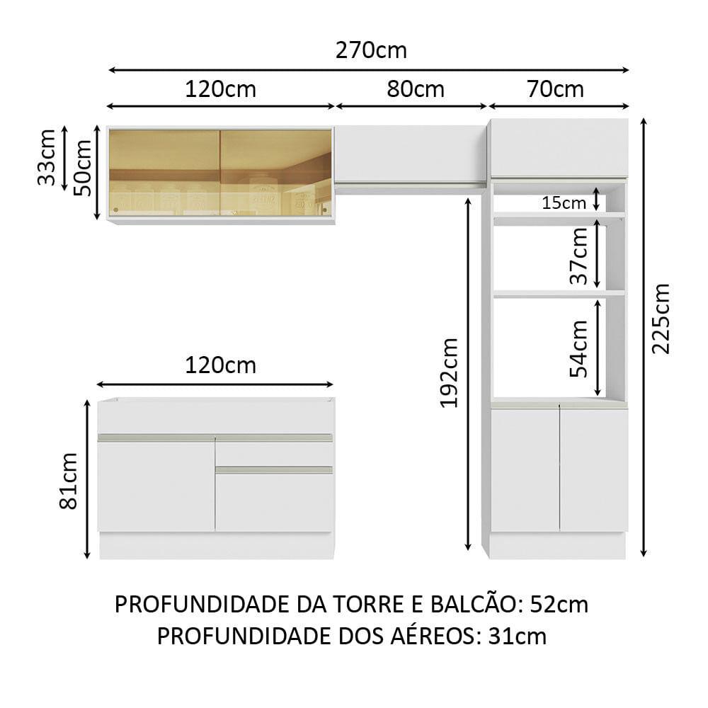 Foto 4 pulgar | Cocina Integral Madesa270 cm Glamy 12