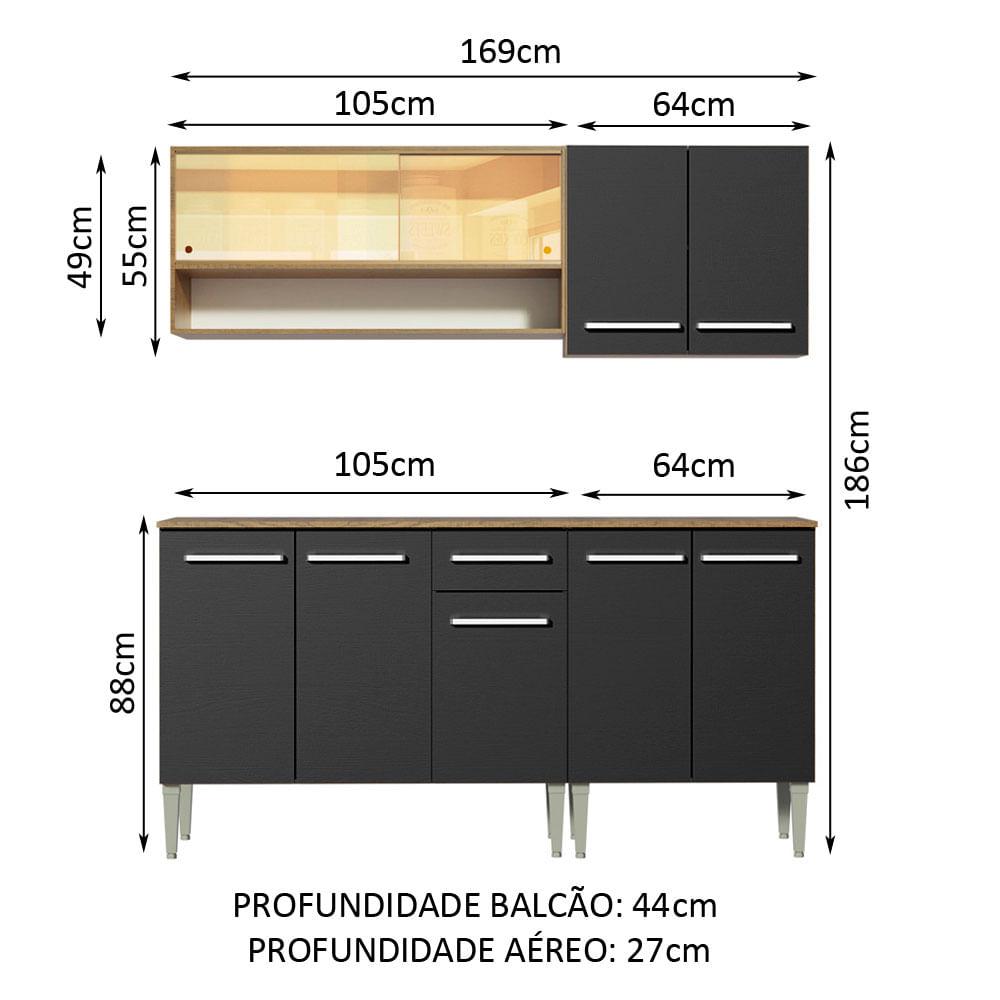 Foto 4 pulgar | Cocina Integral 169cm Marrón/negro Emilly Dance Madesa 07