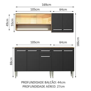 Foto 3 | Cocina Integral 169cm Marrón/negro Emilly Dance Madesa 07