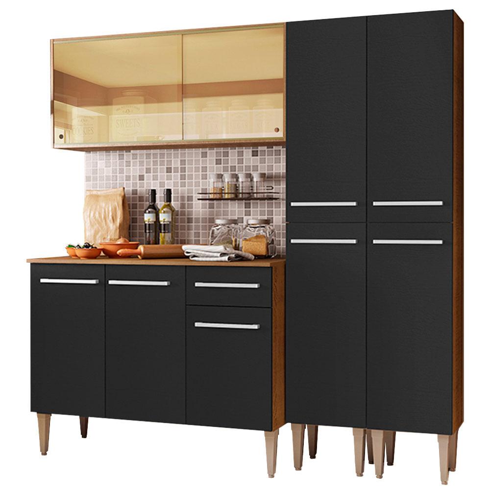 Cocina Integral 169 cm Emilly Voice Madesa Marrón y Negro 06