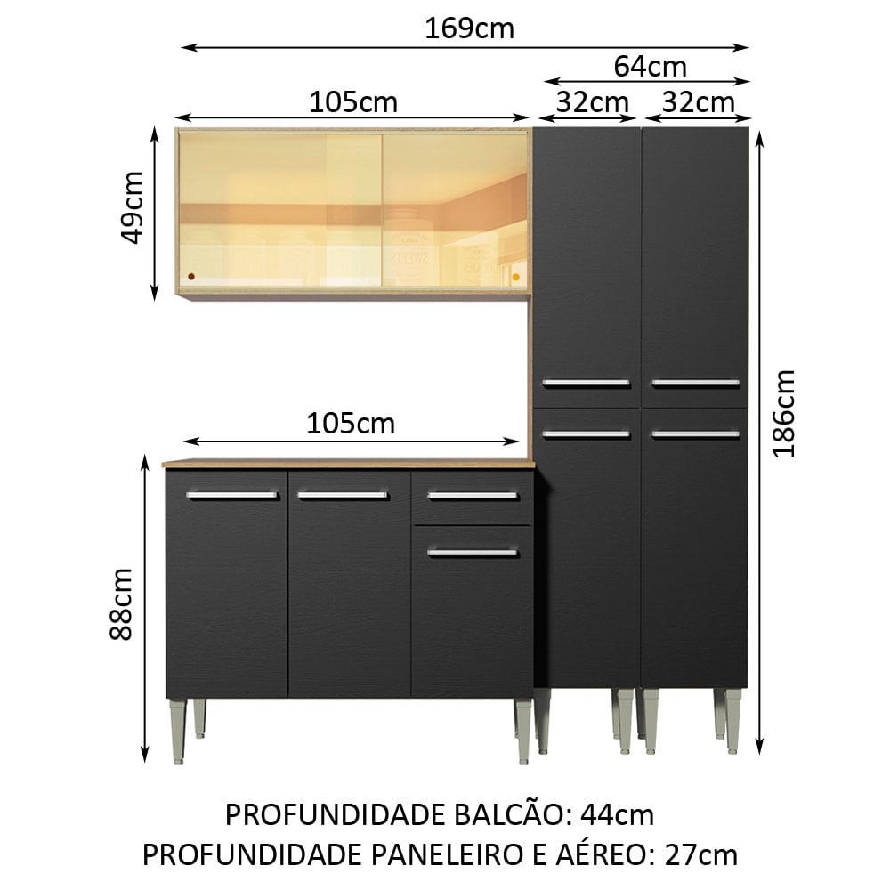 Foto 4 pulgar | Cocina Integral 169 cm Emilly Voice Madesa Marrón y Negro 06