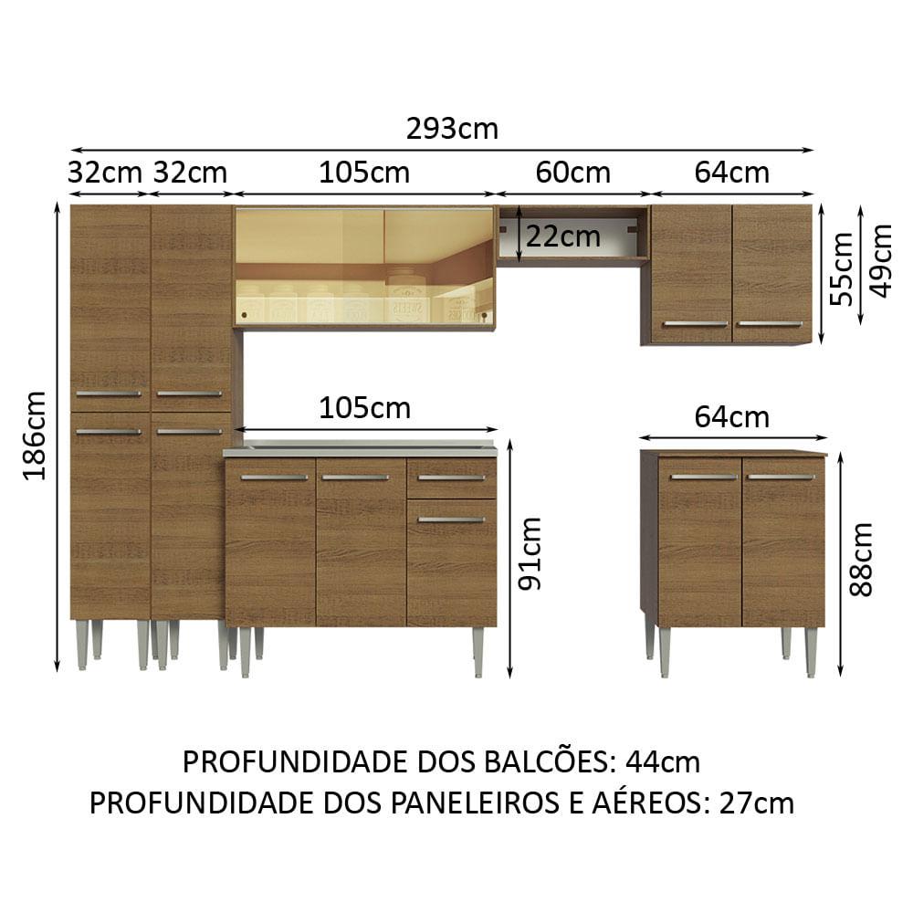 Foto 4 pulgar | Cocina Integral 293cm Con Fregadero Emilly Madesa 07
