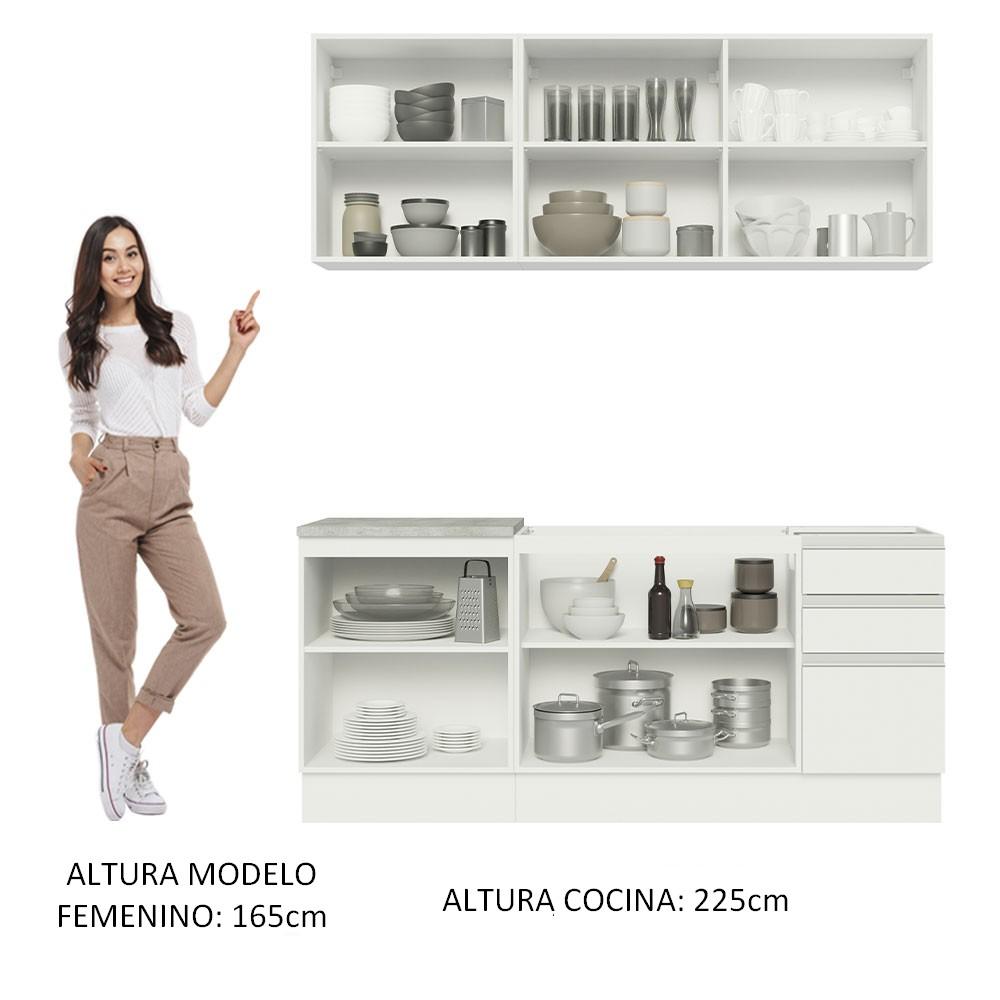 Foto 6 pulgar | Cocina Integral Madesa Glamy Blanca 180 cm sin Mesón de Acero