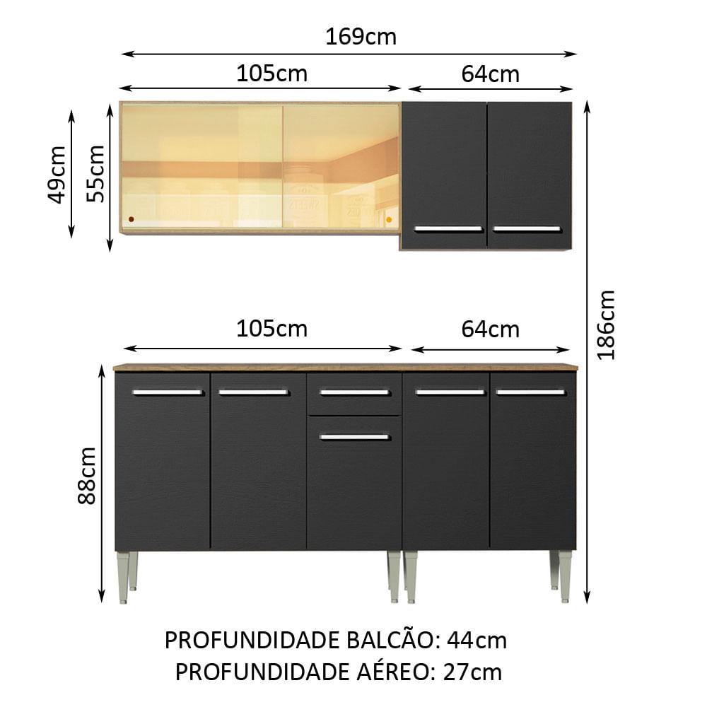 Foto 4 pulgar | Cocina Integral 169 cm Emilly Drive Madesa Marrón y Negro 04