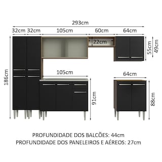 Foto 3 | Cocina Integral 293cm Con Fregadero Emilly Madesa 06