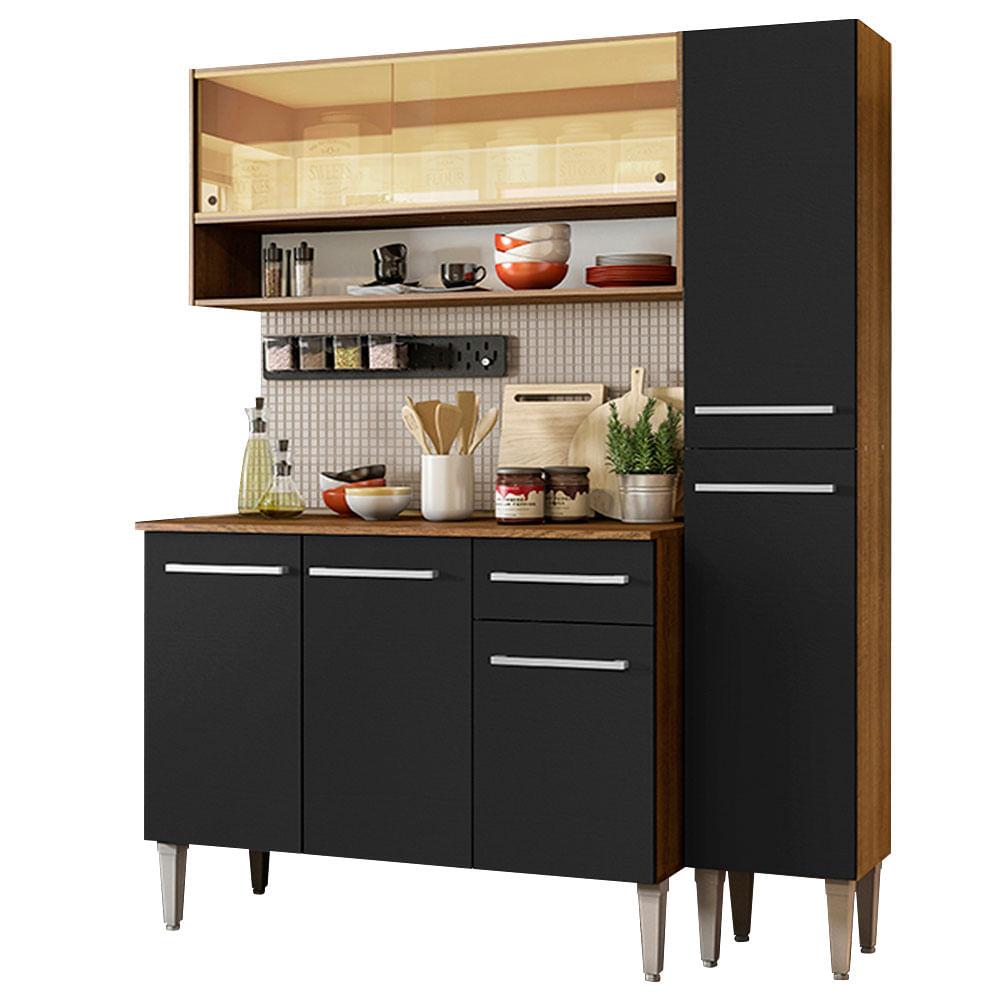 Cocina Integral 137cm Marrón/negro Emilly Art Madesa 04