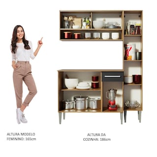 Foto 5 | Cocina Integral 137cm Marrón/negro Emilly Art Madesa 04