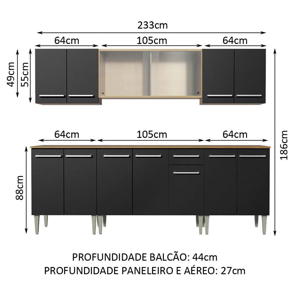 Foto 4 pulgar | Cocina Integral 233cm Marrón/negro Emilly Wind Madesa 02