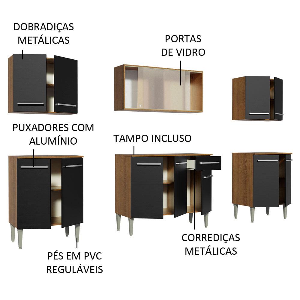 Foto 5 pulgar | Cocina Integral 233cm Marrón/negro Emilly Wind Madesa 02