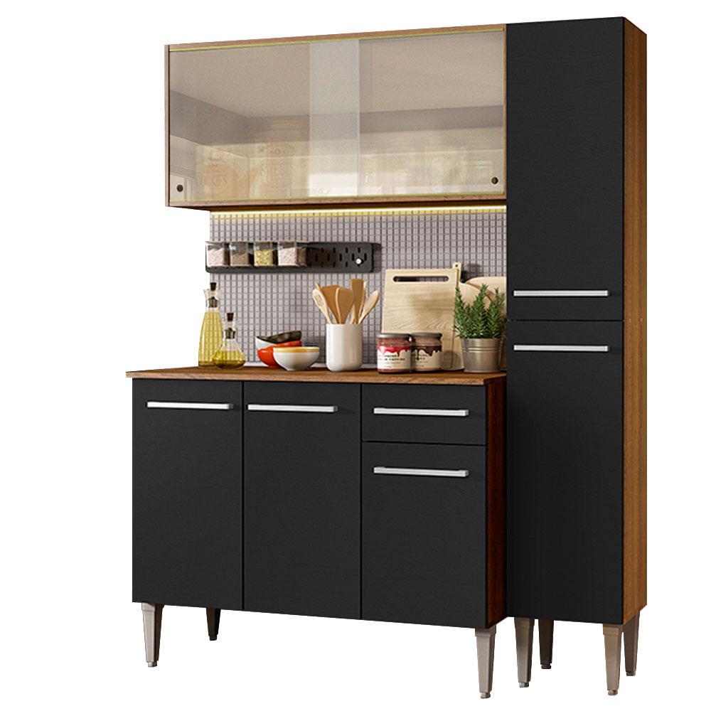 Cocina Integral 137cm Marrón/negro Emilly Force Madesa 02