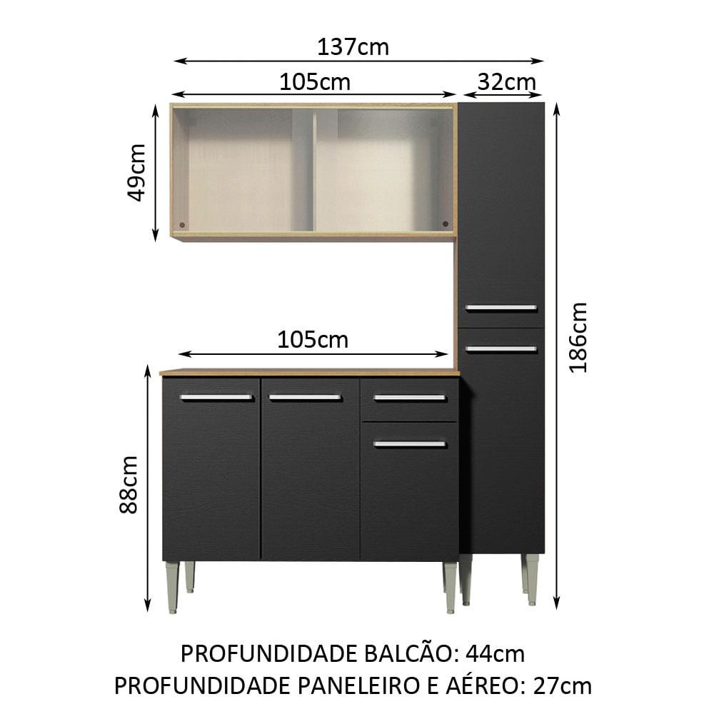 Foto 3 | Cocina Integral 137cm Marrón/negro Emilly Force Madesa 02