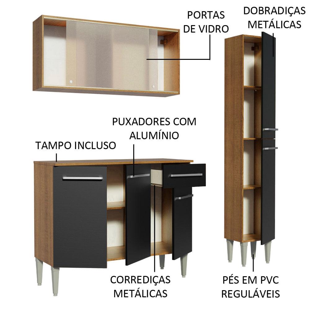 Foto 4 | Cocina Integral 137cm Marrón/negro Emilly Force Madesa 02