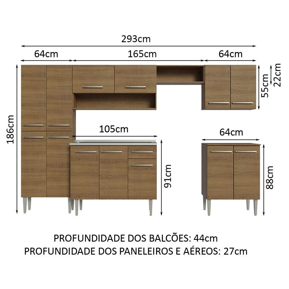 Foto 4 pulgar | Cocina Integral 293cm Con Fregadero Emilly Madesa 08