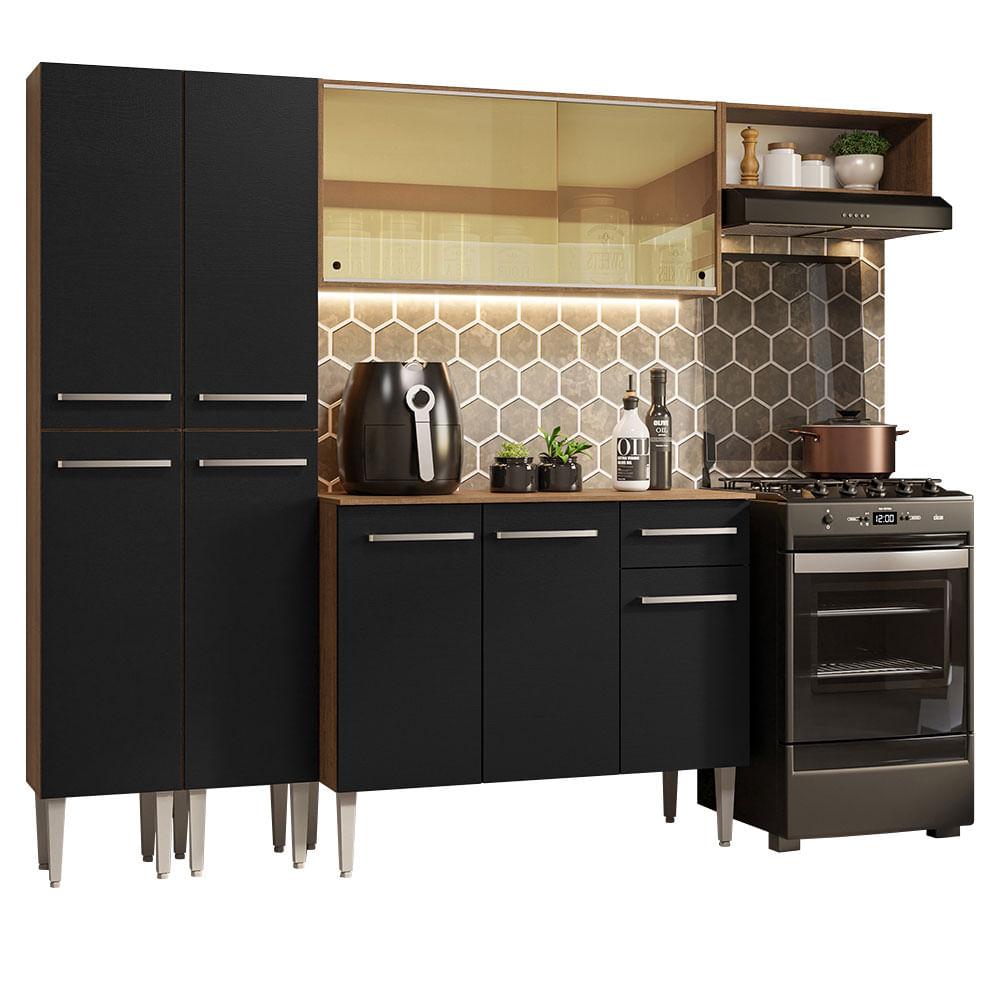 Cocina Integral Madesa Emilly 09 Marrón - Negro