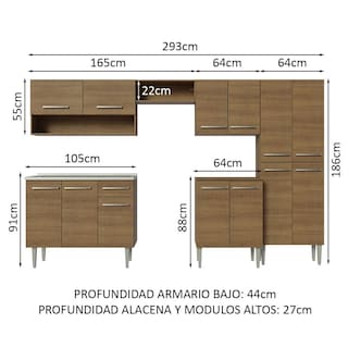 Foto 3 | Cocina Integral Madesa GREM293009 Marrón de 293 cm