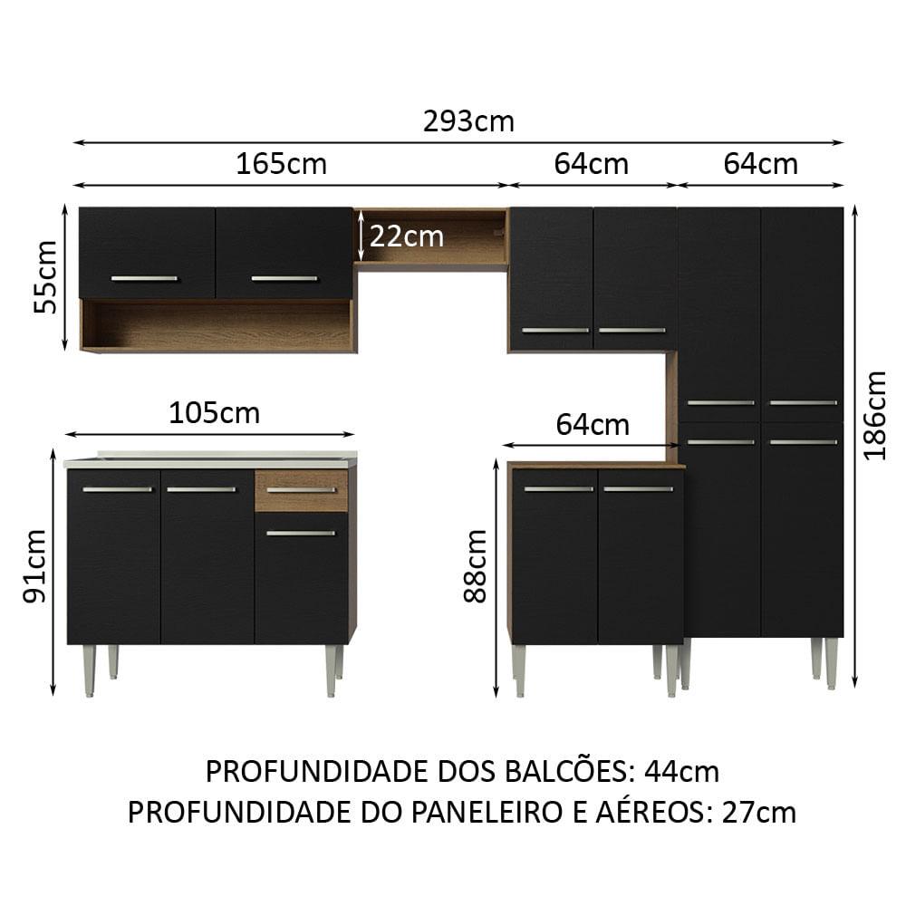 Foto 4 pulgar | Cocina Integral 293cm Con Fregadero Emilly Madesa 09