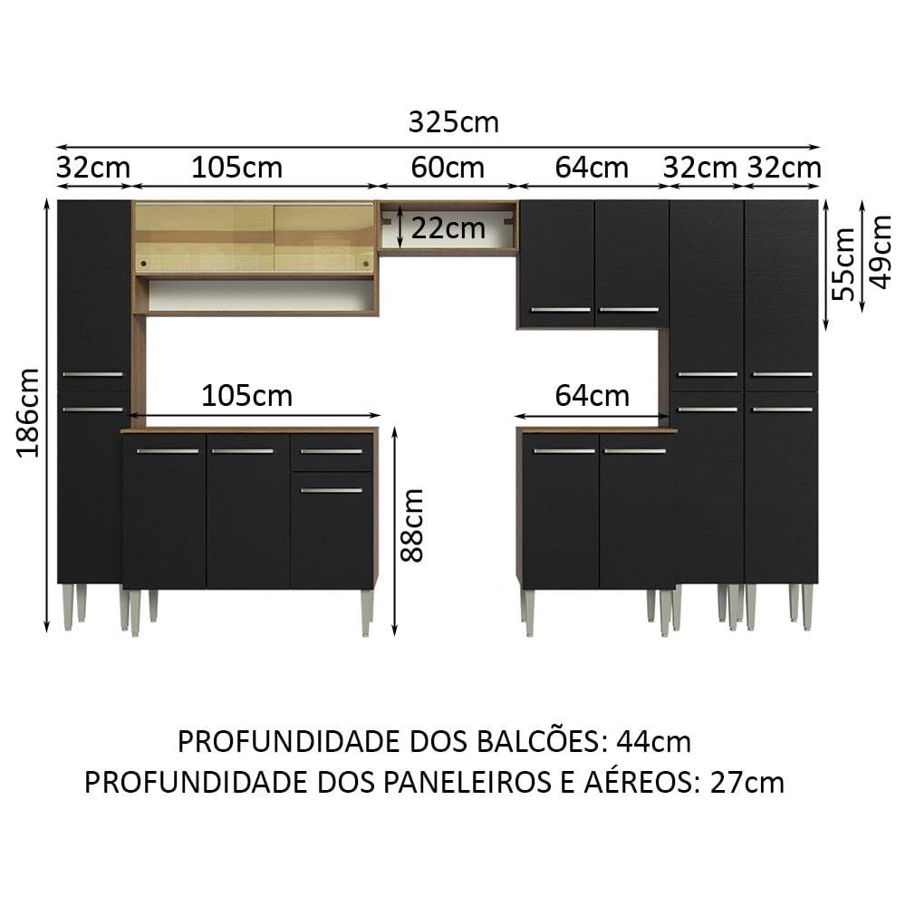 Foto 4 pulgar | Cocina Integral 325 cm Emilly Madesa 05 Marrón