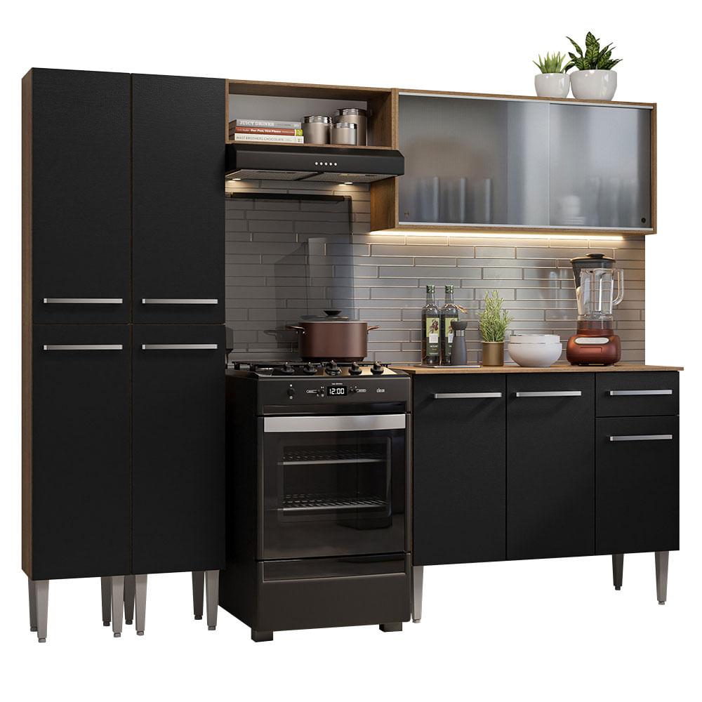 Cocina Integral 229cm Marrón/negro Emilly Madesa 05