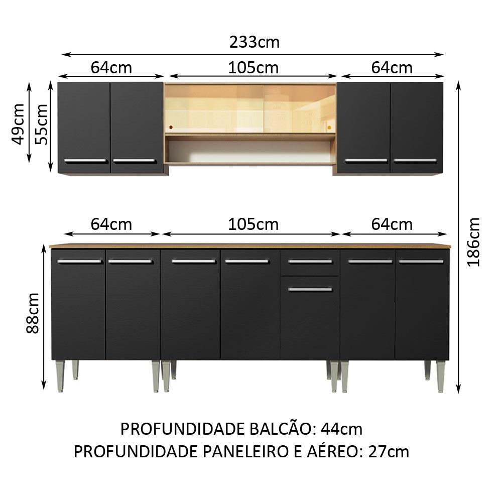 Foto 4 pulgar | Cocina Integral 233cm Marrón/negro Emilly Smile Madesa 04