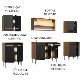 Foto 4 | Cocina Integral 233cm Marrón/negro Emilly Smile Madesa 04