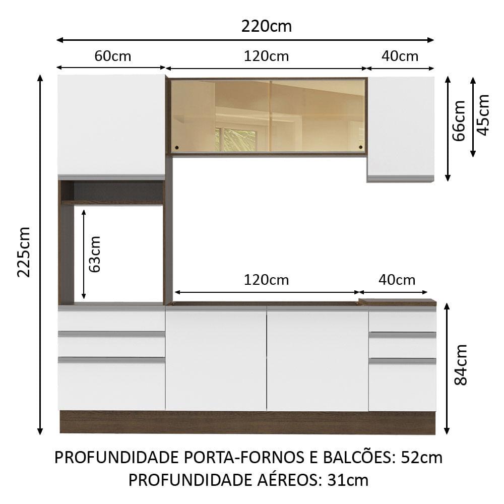 Foto 4 pulgar | Cocina Integral 220cm Marrón/blanco Glamy Madesa 01