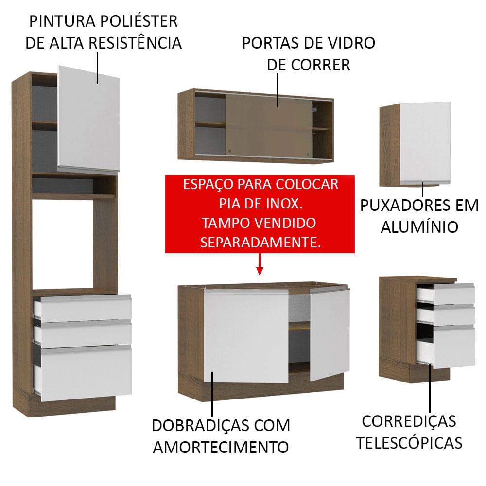 Foto 4 | Cocina Integral 220cm Marrón/blanco Glamy Madesa 01