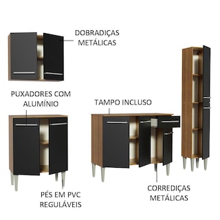 Foto 4 | Cocina Integral 201cm Marrón/Negro Emilly Sing Madesa 01