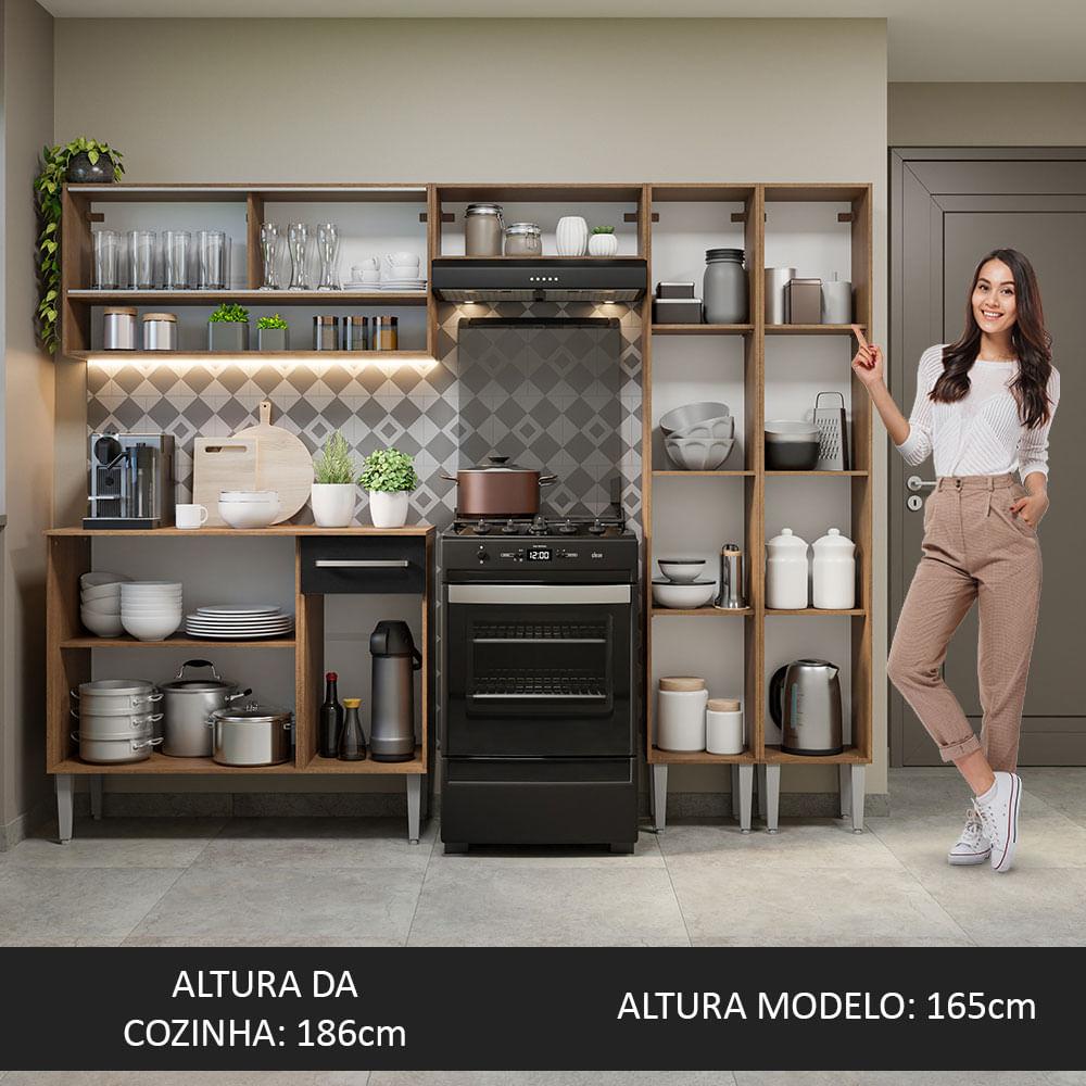 Foto 6 pulgar | Cocina Integral Emilly Madesa 229cm Marrón/Negro con Vidrios Reflex