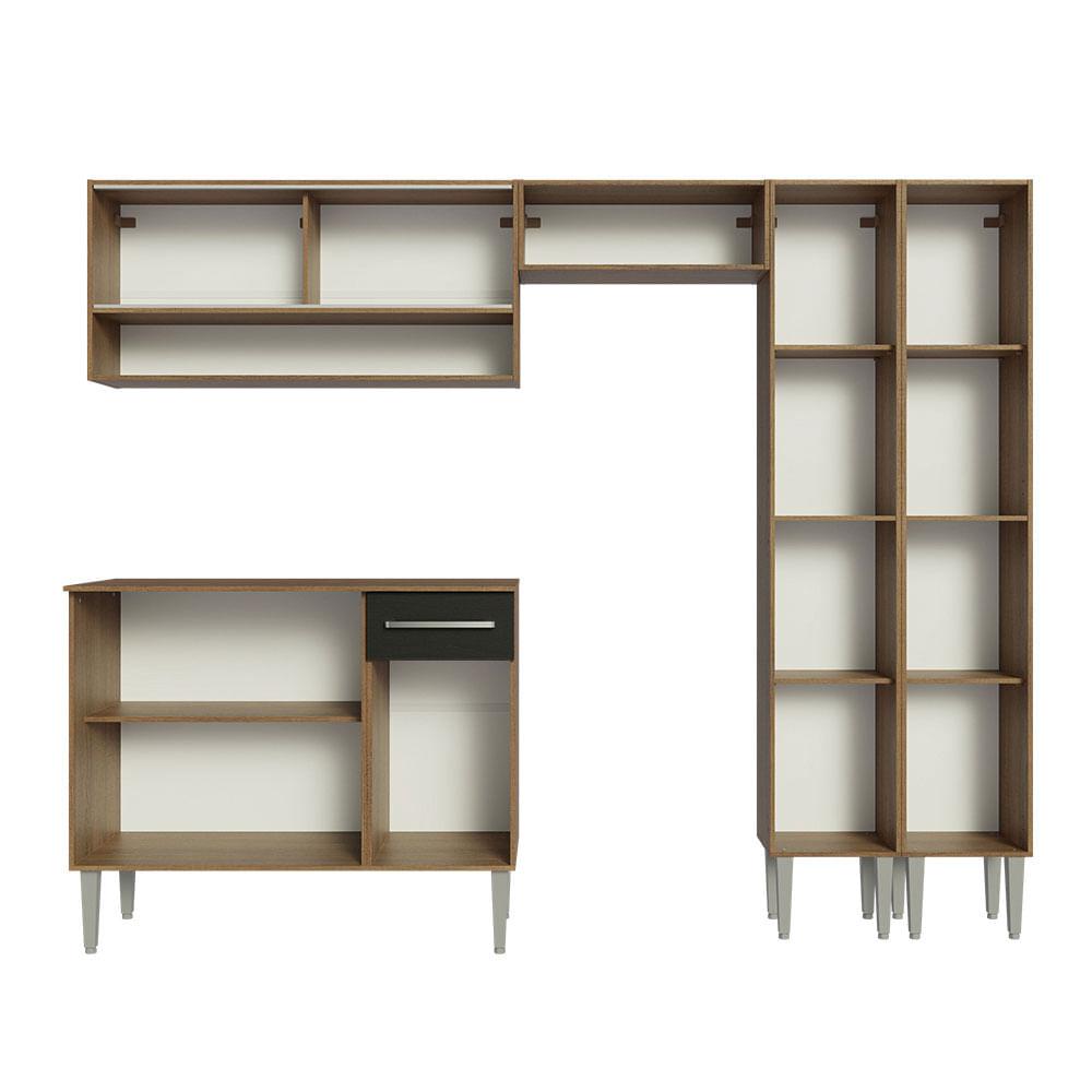 Foto 6 | Cocina Integral Emilly Madesa 229cm Marrón/Negro con Vidrios Reflex