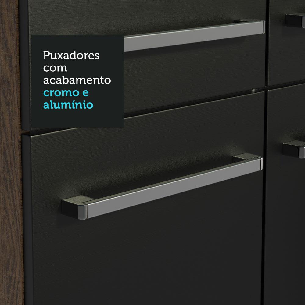 Foto 8 pulgar | Cocina Integral Emilly Madesa 229cm Marrón/Negro con Vidrios Reflex