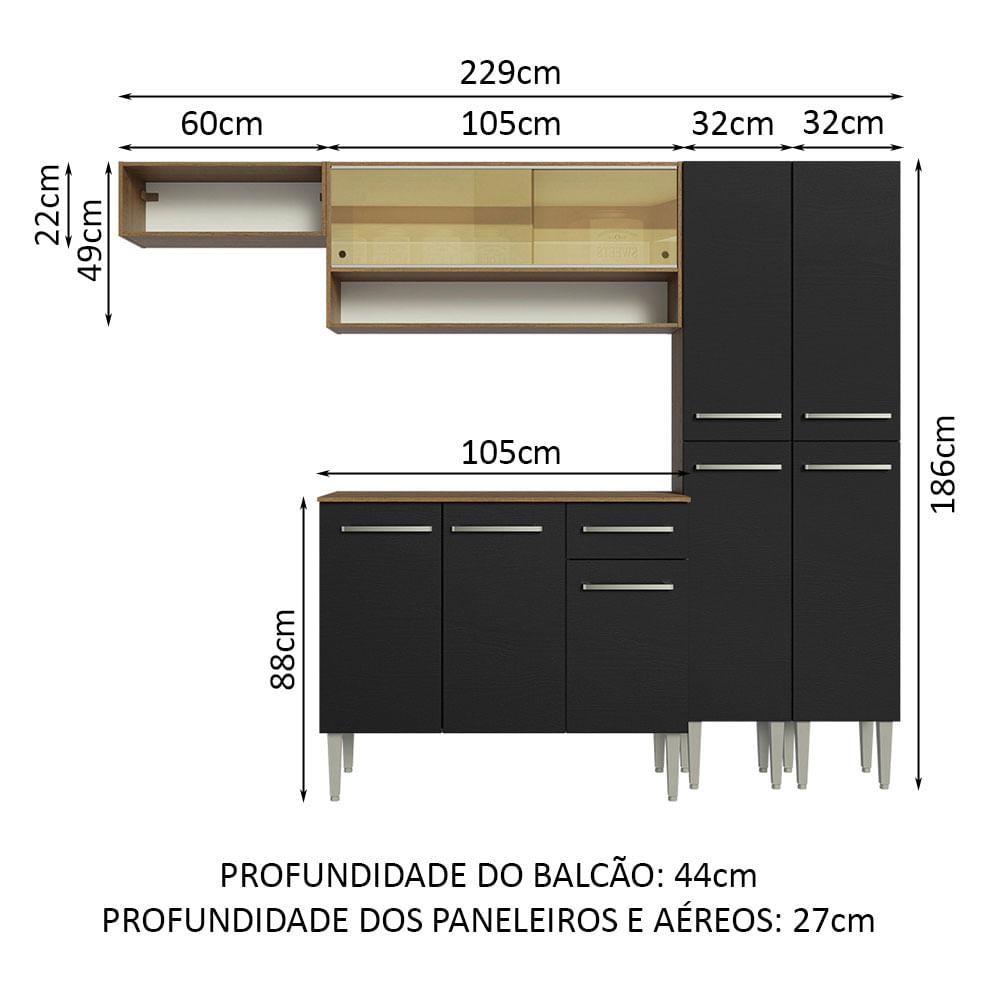 Foto 4 pulgar | Cocina Integral 229cm Marrón/negro Emilly Madesa 07