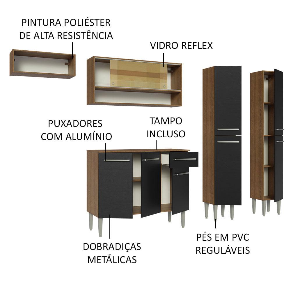 Foto 4 | Cocina Integral 229cm Marrón/negro Emilly Madesa 07