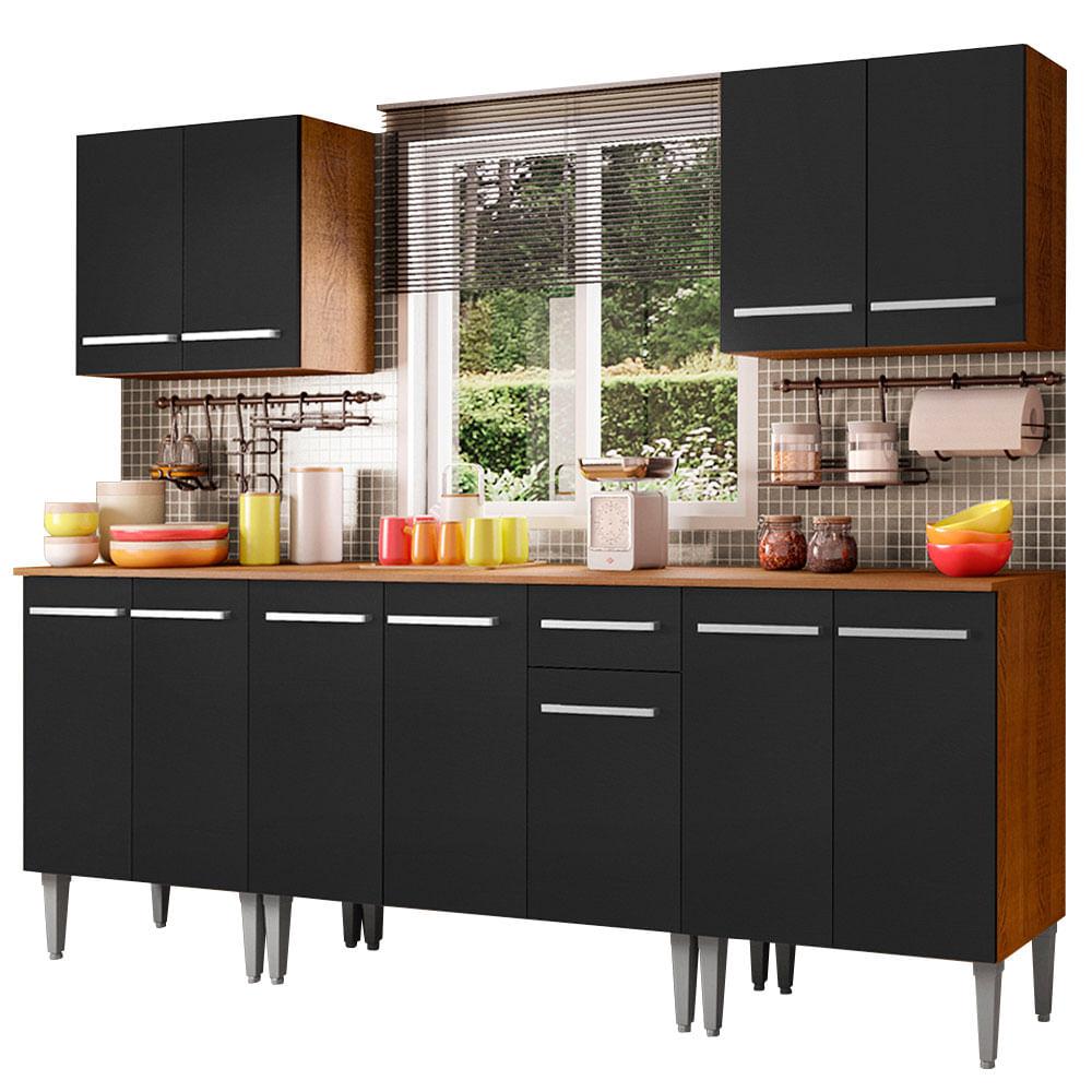 Cocina Integral 233cm Marrón/negro Emilly King Madesa 01