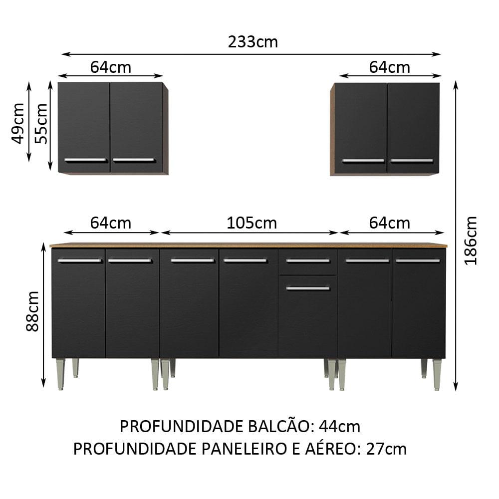 Foto 4 pulgar | Cocina Integral 233cm Marrón/negro Emilly King Madesa 01