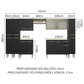 Foto 3 | Cocina Integral 325cm Marrón/Negro Emilly Madesa 03