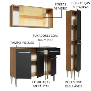 Foto 4 | Cocina Integral Madesa Emilly Marrón de 137 cm