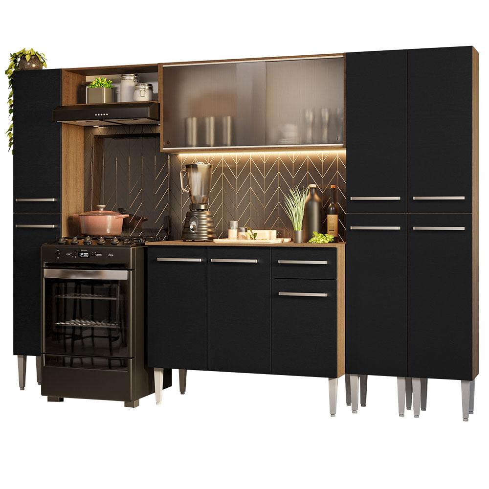 Cocina Integral 261cm Marrón/negro Emilly Madesa 06