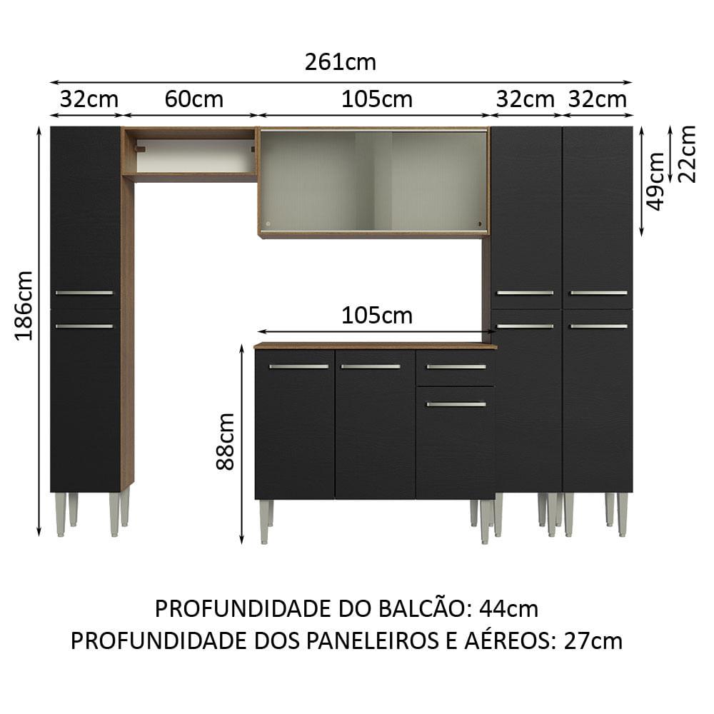 Foto 4 pulgar | Cocina Integral 261cm Marrón/negro Emilly Madesa 06