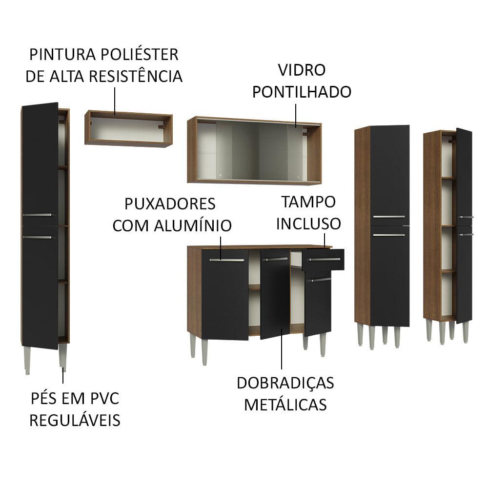 Foto 5 pulgar | Cocina Integral 261cm Marrón/negro Emilly Madesa 06