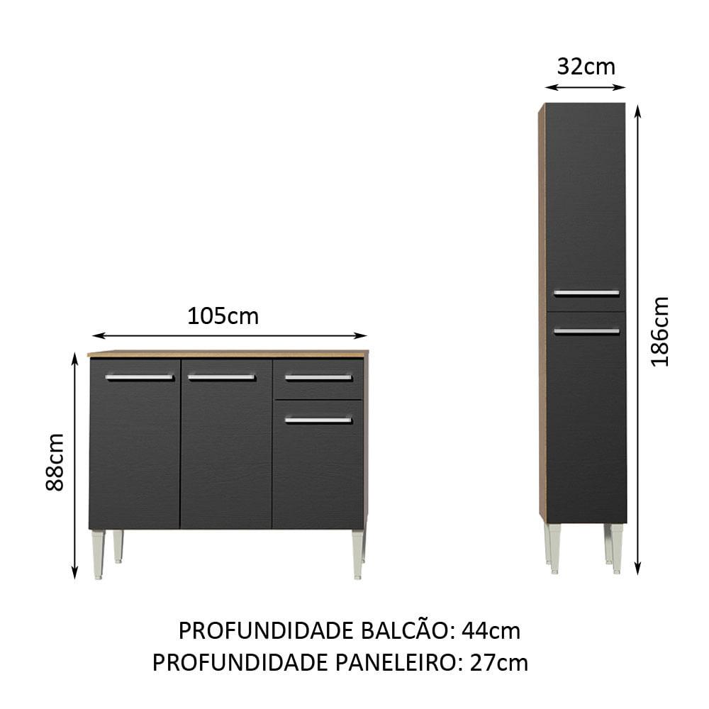 Foto 4 pulgar | Cocina Integral 137 cm Marrón y Negro Emilly Silver Madesa 01