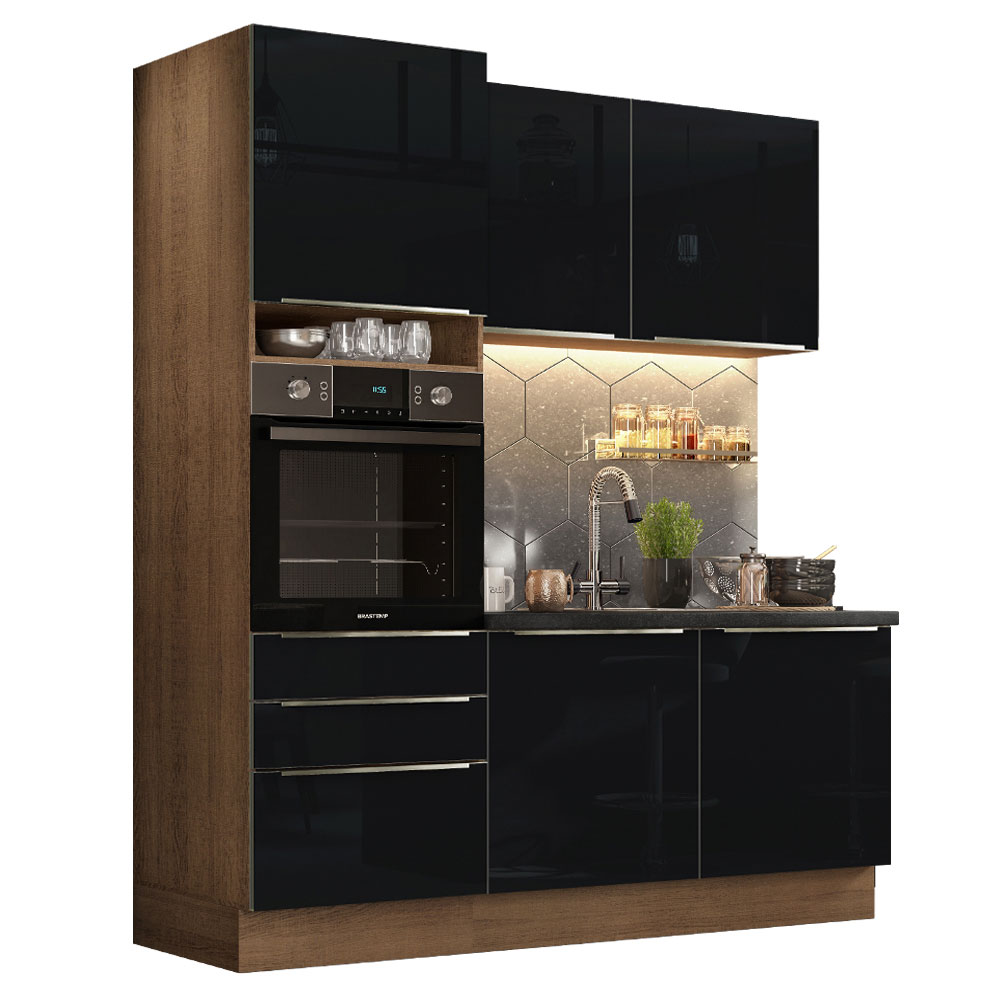 Foto 3 pulgar | Cocina Integral Compacta Madesa Lux Negra 180 cm