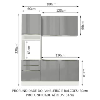 Foto 3 | Gabinete de Cocina Madesa Lux Blanco con Vidrio y Tiradores de Aluminio