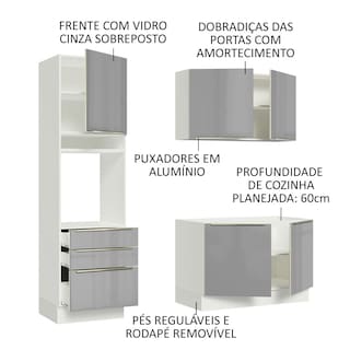 Foto 4 | Gabinete de Cocina Madesa Lux Blanco con Vidrio y Tiradores de Aluminio