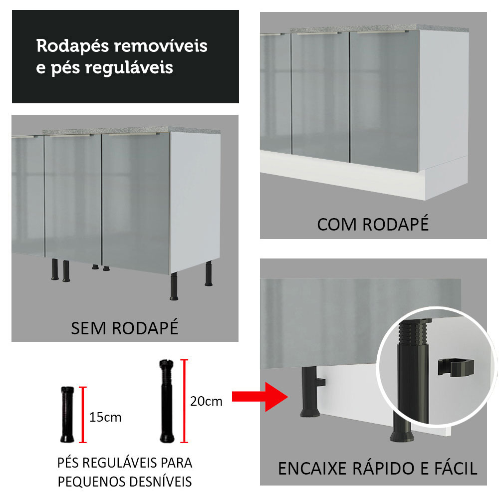 Foto 8 | Gabinete de Cocina Madesa Lux Blanco con Vidrio y Tiradores de Aluminio