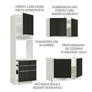 Foto 4 | Gabinete de Cocina Integral Compacta Madesa Lux Blanco/Negro 180 cm