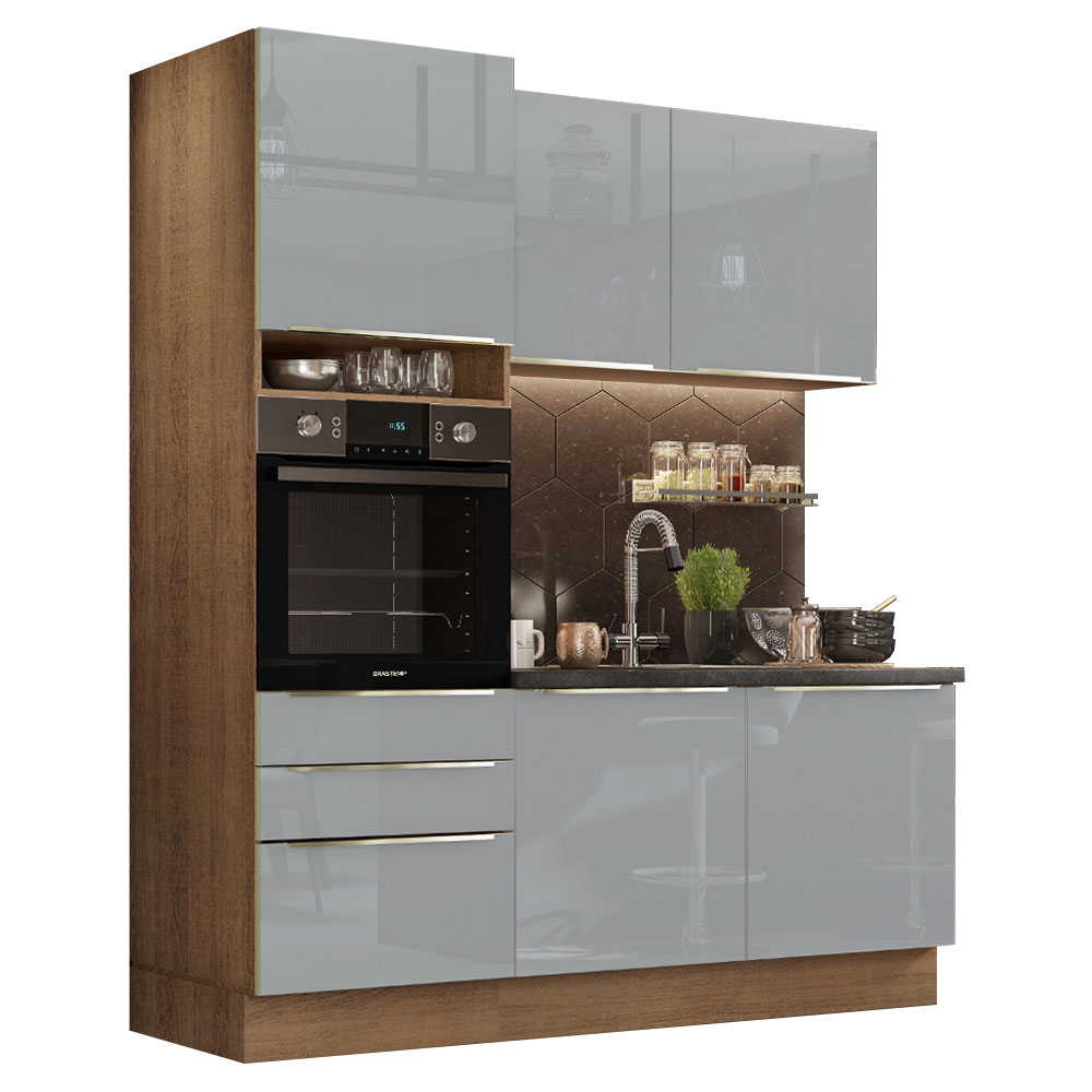 Foto 2 | Cocina Integral Compacta Madesa Lux Rústico/Gris 180 cm