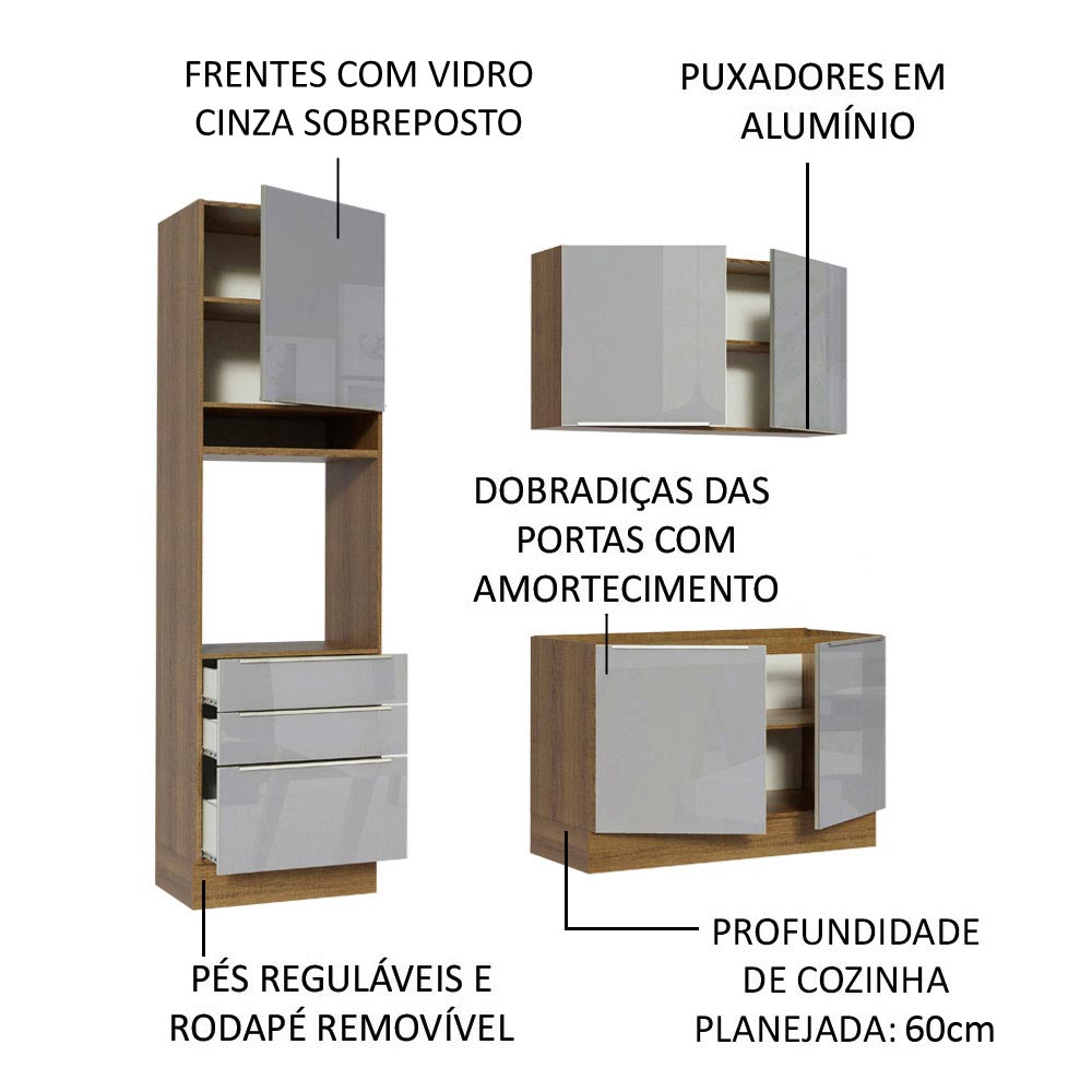 Foto 5 pulgar | Cocina Integral Compacta Madesa Lux Rústico/Gris 180 cm