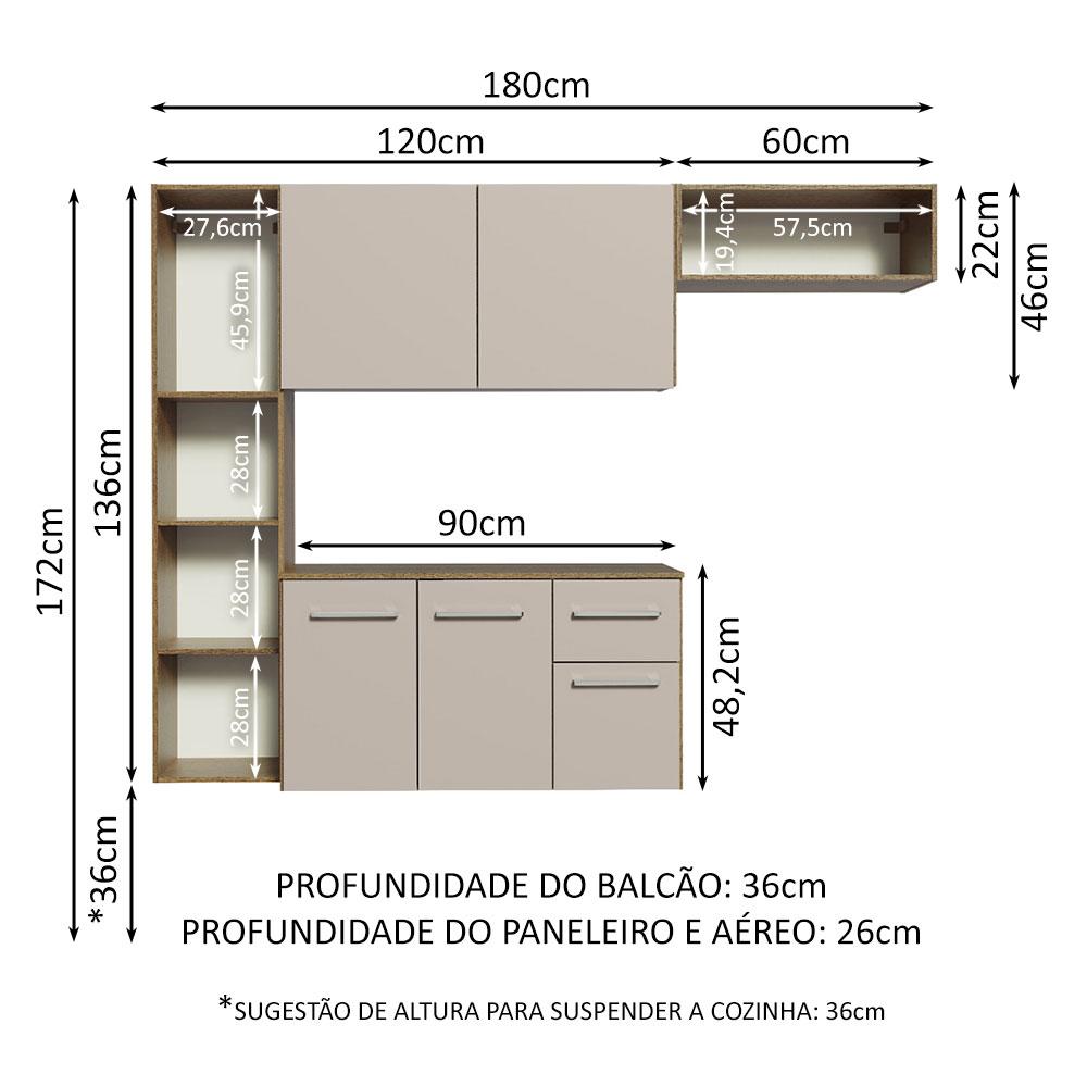 Foto 4 pulgar | Mueble de Cocina Compacta Ascendente Madesa Easy 180 cm