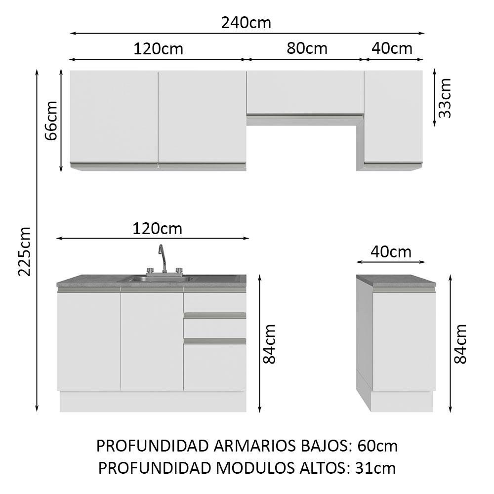 Foto 3 pulgar | Cocina Integral con Accesorios 240cm Glamy Blanco